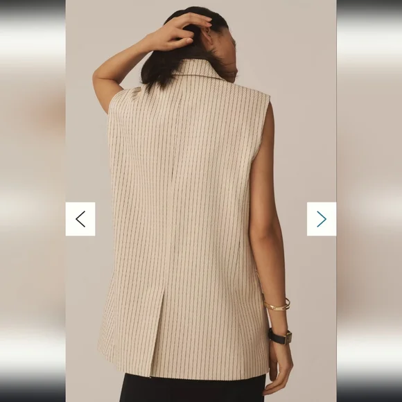 Anthropologie Oversized Cream/Tan Vest. Old Money. Preppy. Boho Size XL - Picture 4 of 14